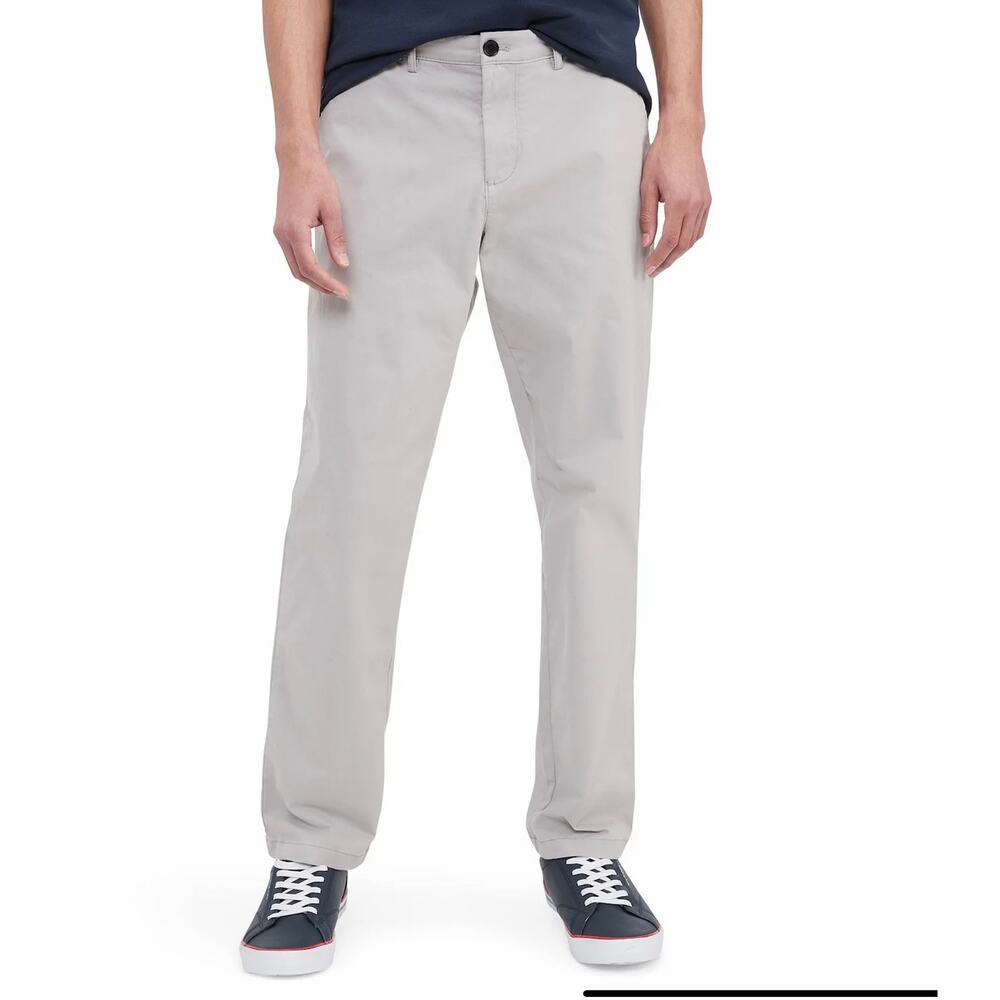 Tommy Hilfiger‎ Mens Custom Fit Chino Pants Light Gray 36x30 Cotton Flat Front